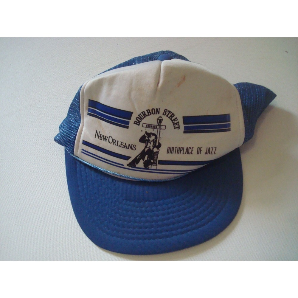 BOURBON STREET TRUCKER   SCRIPT  DEADSTOCK  HAT CAP VINTAGE‎ T5